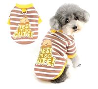Ranphy Fleece Sweatshirt for Xsmall Small Dogs and Cats, Warm Striped Pullover with D-Ring and Cute YES! I'M SO CUTE! Print, Winter Outfit for Chihuahua Yorkie Puppy Kitten,Khaki,L