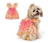 Ranphy Floral Dog Harness Dress with Lead Ring for Small Dogs, Pink, M