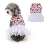 Ranphy Floral Waffle Dog Dress with Lead Ring for Small Dogs, Orange, XL