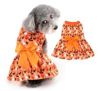 Ranphy Halloween Dog Dress for Small Dog Lightweight Pets Clothes Cute Girl Doggies Skirt Elastic Outfits with Bow Ghost Pumpkin Bat Witch Hat Puppy Cat Holiday Cosplay Costume, S