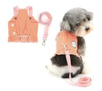 Ranphy No Pull Soft Pet Denim Vest Harness Dress for Xsmall Small Dogs Striped Puppy Kitten Cat Harness and Leash Set for Training Walking Escape Proof,Orange,XXL