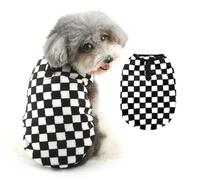 Ranphy Pet Checkered Fleece Sweatshirt for Small Dog Puppy Sleeveless Vest Pullover Jumper Yorkie Chihuahua Autumn Winter Clothes with Leash Ring Cat Clothing,Black,M