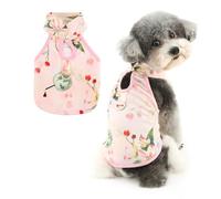 Ranphy Pet Chinese Style Print Shirt for Xsmall Small Dog Female Halter Collar Vest Top Puppy Pullover Tee with D-ring Yorkie Chihuahua Spring Summer Clothes Cat Clothing,Pink,M