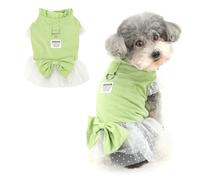 Ranphy Pet Princess Harness Dress for Xsmall Small Dog Puppy Ruffled Sundress with D-ring Bow Dotted Tulle Skirt Yorkie Chihuahua Spring Summer Female Dog Clothes Cat Clothing,Green,XL