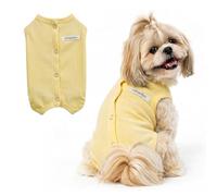 Ranphy Pet Recovery Suit with Belly Protection for Small Dogs, Yellow, XS | Breathable Stretch Fabric, Snap Button Closure, Post-Surgery Rest, Small Dogs, Cats, Puppy Belly Protector Bodysuit