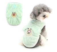 Ranphy Plush Fleece Pet Jumper for Small Dogs and Cats, Warm Sleeveless Pullover with D-Ring and Cute Ear Design for Puppy Kitten Winter Outfit Chihuahua Yorkie Clothing,Green,L