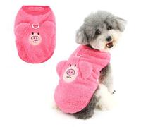 Ranphy Plush Fleece Pet Jumper for Small Dogs and Cats, Warm Sleeveless Pullover with D-Ring and Cute Ear Design for Puppy Kitten Winter Outfit Chihuahua Yorkie Clothing,Pink,L