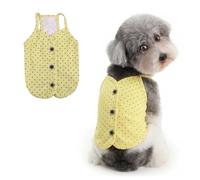 Ranphy Polka Dot Sleeveless Dog Shirt, Elastic Knit Breathable Pet Vest with Buttons, Spring Summer Puppy Tank Top for Small Dogs Cats Chihuahua Yorkie, Yellow, M