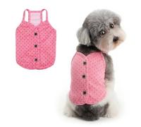 Ranphy Polka Dot Sleeveless Dog Shirt, Elastic Knit Breathable Pet Vest with Buttons, Spring Summer Puppy Tank Top for Small Dogs Cats Chihuahua Yorkie, Pink, L
