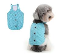 Ranphy Polka Dot Sleeveless Dog Shirt, Elastic Knit Breathable Pet Vest with Buttons, Spring Summer Puppy Tank Top for Small Dogs Cats Chihuahua Yorkie, Green, L
