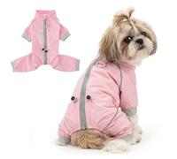 Ranphy Reflective 4-Legged Waterproof Raincoat for Small Dogs, Pink, L