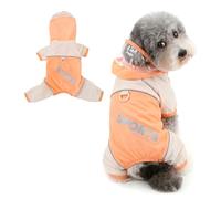 Ranphy Reflective Colour-Blocked Dog Raincoat for Small Dogs, Orange, S