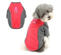 Ranphy Reflective Stripe Fleece Jumper for Xsmall Small Dogs and Cats, Warm Colourblock Pullover Sweatshirt with D-Ring, Winter Outfit for Puppy Kitten Chihuahua Yorkie,Pink,XS