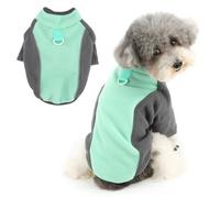 Ranphy Reflective Stripe Fleece Jumper for Xsmall Small Dogs and Cats, Warm Colourblock Pullover Sweatshirt with D-Ring, Winter Outfit for Puppy Kitten Chihuahua Yorkie,Green,S