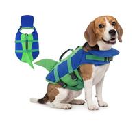 Ranphy Shark Dog Life Jacket with Chin Float, High Buoyancy Swim Vest with Rescue Handle & Lead Ring for Pool Boating Beach, Small Medium Large Dogs, Blue, M