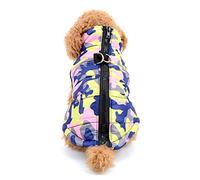 Ranphy Small Dog Camo Puffer Jacket with D-Ring and Zip, Winter Cotton-Padded Pet Coat Vest Harness for Puppy Chihuahua Yorkie Cat Clothes,Pink,M