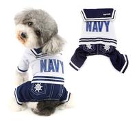 Ranphy Small Dog Cat Navy Sailor Outfits Stripes Sweatshirt Captain Pet Costume Dog Four Legged Jumpsuit S