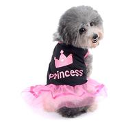 Ranphy Small Dog Cat Skirt Chihuahua Clothes for Girls Crown Princess Dress Puppy Shirt Summer Clothing,Pink and White S