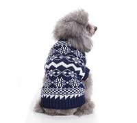 Ranphy Small Dog Christmas Sweater Puppy Warm Knited Outfit Clothes Snowflake Turtleneck Knitwear Jumper Doggie Cat Holiday Costume Pet Apparel Blue S