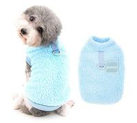 Ranphy Small Dog Fleece Jumper Sweater Vest for Boys Girls Pullover Coat with D-ring Winter Warm Sweatshirt Soft Cat Pet Clothes Cold Weather Pup Tiny Puppy Shirt,Bule,XL
