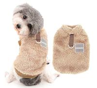 Ranphy Small Dog Fleece Jumper Sweater Vest for Boys Girls Pullover Coat with D-ring Winter Warm Sweatshirt Soft Cat Pet Clothes Cold Weather Pup Tiny Puppy Shirt,Brown,L