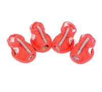 Ranphy Small Dog Sandals Water Resistant Summer Paw Protector for Hot Pavement Anti-Slip Boots for Boy Girl Breathable Mesh Dog Shoes,Red,2#