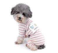Ranphy Small Dog Stripe Pajamas Winter Comfy Cotton Pet Clothes Puppy Outfit Cat Apparel Doggy Pyjamas PJS Shirt Yorkie Jumpsuit Boys for Summer Autumn Pink Size L