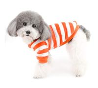 Ranphy Small Dog Velvet Sweater Coat Winter Warm Stripe Puppy Jacket Clothes Fleece Pullover Outfit Soft Fleece Pajamas Two Legged Apparel Chihuahua Yorkshire Terrier Jumper Clothing Orange L