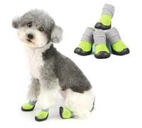 Ranphy Small Medium Dog Shoes for Hot Pavement Soft Mesh Summer Puppy Boots Anti-Slip Rubber Sole Adjustable Breathable Outdoor Walking Hiking Paw Protection 4 Pieces Set,Green,4#