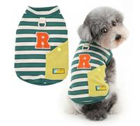 Ranphy Striped Knitted Extra Small Dog T-Shirt Stretchy Sleeveless Puppy Tank Top with Letter Print and D-Ring, Lightweight Breathable Vest for Spring Summer Chihuahua Yorkie Cat Clothes Green XXL