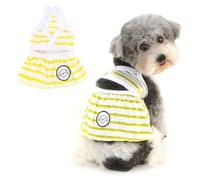Ranphy Striped Pet Bikini Dress for Xsmall Small Dog Cute Puppy Sundress Halter Top Skirt Outfits Yorkie Chihuahua Summer Female Dog Clothes Cat Clothing Beach Vocation Swimwear,Yellow,L