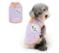 Ranphy Striped Waffle Knit Dog T-Shirt with Lead Ring, Sleeveless Stretchy Puppy Vest, Soft Breathable Pet Top for Small Dogs & Cats, Yorkie Chihuahua Spring Summer Outfit,Purple,XL
