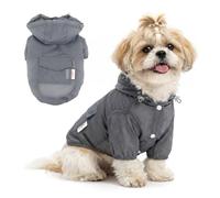 Ranphy Sunproof Waterproof Lightweight Raincoat for Small Dogs, Grey, S | Water-resistant Polyester, Adjustable Drawstring Hood, Back Storage Pocket for Outdoor Walks, UV Resistant Puppy Sun Jacket