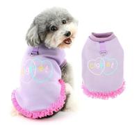 Ranphy Sweet Heart Embroidered Pet Fleece Sweatshirt for Small Dog Tulle Ruffle Puppy Sleeveless Vest Pullover Jumper Yorkie Chihuahua Fall Winter Clothes with Leash Ring Cat Clothing,Purple,XL