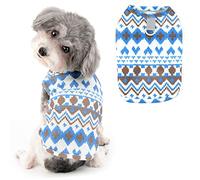 Ranphy Waffle Dog Shirts for Small Dogs Soft Stretchy Fair Isle Print Dog T-Shirts with D-ring Lightweight Dog Tank Top Sleeveless Dog Vest Cat Apparel, Blue, XXL