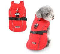 Ranphy Warm Ultra Thick Fleece Lining Dog Coat for Small Dogs Reflective Puppy Jacket with D-Ring Adjustable Belt Drawstring Turtleneck Windproof Padded Winter Vest Chihuahua Yorkie Clothes Red L