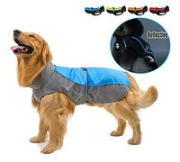 Ranphy Waterproof Dog Raincoat for Medium Large dogs Reflective Adjustable Breathable Jackets Mesh Line Poncho Clothes Outdoor Sports Pet Vest Coat Labrador Rainwear with High Neckline Collar Blue 3XL