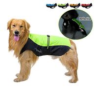 Ranphy Waterproof Dog Raincoat for Medium Large dogs Reflective Adjustable Breathable Jackets Mesh Poncho Clothes Outdoor Sports Pet Vest Coat Labrador Rainwear with High Neckline Collar Green 9XL