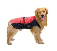 Ranphy Waterproof Dog Raincoat for Medium Large dogs Reflective Adjustable Breathable Jackets Mesh Poncho Clothes Outdoor Sports Pet Vest Coat Labrador Rainwear with High Neckline Collar Red 3XL