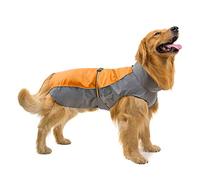 Ranphy Waterproof Dog Raincoat for Medium Large dogs Reflective Adjustable Breathable Jackets Mesh Poncho Clothes Outdoor Sports Pet Vest Coat Labrador Rainwear with High Neckline Collar Orange 3XL