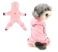 Ranphy Waterproof Reflective Hooded Pet Jumpsuit Raincoat for Xsmall Small Dogs with Boots Puppy Four-Legged Rain Coat Jacket Lightweight Poncho Yorkie Chihuahua Outdoor Clothes,Pink,L