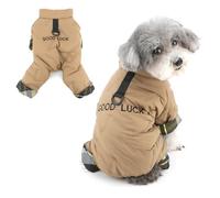 Ranphy Windproof Dog Coat for Small Dogs Warm Solid Puppy Jumpsuit with D-Ring and Letter Soft Turtleneck Padded Pet Jacket Winter Cozy Chihuahua Yorkie Cat Outdoor Clothes Khaki XXL