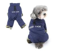 Ranphy Windproof Dog Coat for Small Dogs Warm Solid Puppy Jumpsuit with D-Ring and Letter Soft Turtleneck Padded Pet Jacket Winter Cozy Chihuahua Yorkie Cat Outdoor Clothes Dark Blue S