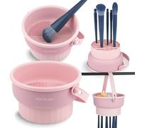 Ranphykx Makeup Brush Cleaner Mat 3 in 1 Silicone Makeup Brush Cleaner Bowl Cosmetic Brushes Cleaning Tool Makeup Cleaner for Brushes (Pink) (Pink)