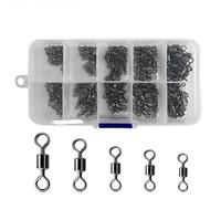 RANQILI 210 Pcs Fishing Barrel Swivel Figure 8 Ring Connector, Hook Line Connector for Freshwater and Saltwater,#2#4#6#7#8Five models Hook Line Connector