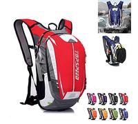 RANRANHOME Biking Backpack,Waterproof Cycling Riding Outdoor Sports Daypack,Large Capacity with Helmet Storage Cover And Survival Whistle for Cycling Hiking Camping Fishing Travelling,Red