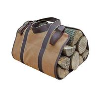 RANRANHOME Firewood Log Carrier Tote Bag, Portable Firepalce Wood Storage Bag Small Volume Log Bag with Sturdy Handles,Khaki