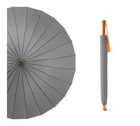 RANRANHOME Stick Umbrellas Windproof Large Rain Umbrella, 24 Fiberglass Ribs Windproof,Retro Wooden Handle Long Straight Umbrella,Comfortable Exquisite Parasol Umbrella for Men And Women,Gray