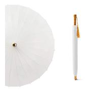 RANRANHOME Stick Umbrellas Windproof Large Rain Umbrella, 24 Fiberglass Ribs Windproof,Retro Wooden Handle Long Straight Umbrella,Comfortable Exquisite Parasol Umbrella for Men And Women,White