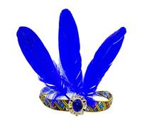 ranrann 1920's Flapper Pearl Headband Boho Feather Headband Roaring 20s Hair Accessories Royal Blue One Size